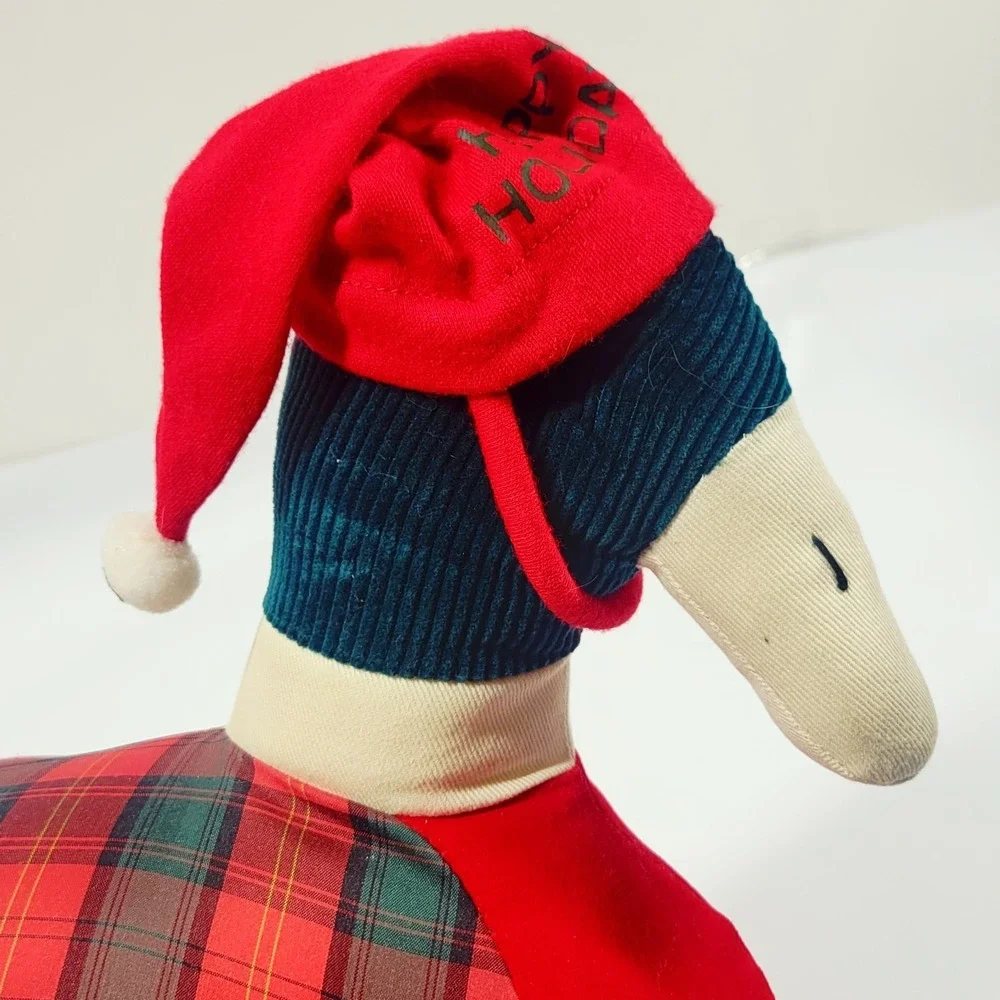 Vintage Tartan Plaid Patchwork Plush Mallard Duck Shelf Sitter Holidays Country